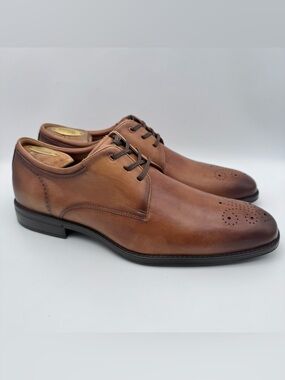 Florsheim Amelio Brown Leather Perf Toe Oxford Dress Shoes Men Size 10.5 M